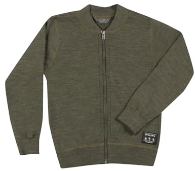 Dilling Kinder Jacke aus Merino Wollfrottee - Dunkelgrün meliert 122/128