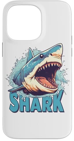 Custodia per iPhone 14 Pro Max Cool Holiday Beach Ocean Attack Mostrando denti Shark Lover