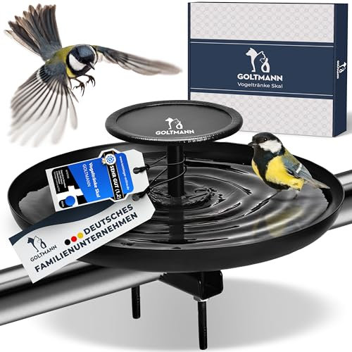 GOLTMANN® Vogeltränke & Vogelhaus [2 in 1] Skal für Balkon oder Garten aus rostfreiem Stahl | Balkon Deko für alle gängigen Balkongeländer geeignet | Vogeltränke Winterfest und Wetterfest