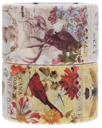 DIYEAH 2 Francobolli e Washi Tape Per Francobolli, Adesivi Decorativi Vintage Per Scrapbooking, Quaderni, Diari, Decorazioni Fai-Da-Te, 25mm*5m