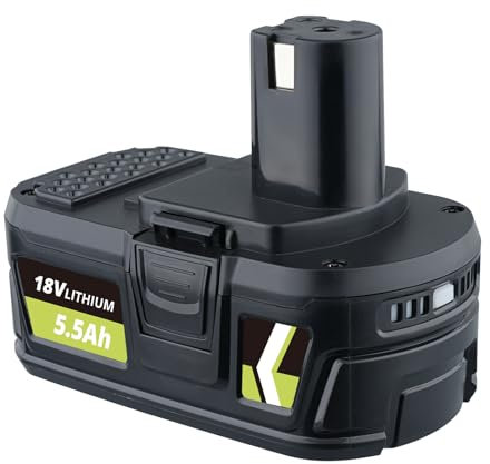 P108 18V 5.5Ah Lithium Ion Battery Replacement for Ryobi 18V Battery, Compatible with 18V Cordless Power Tools P108 RB18L50 RB18L40 RB18L25 RB18L20 P103 P104 P105 P106 P107 (1 pack)
