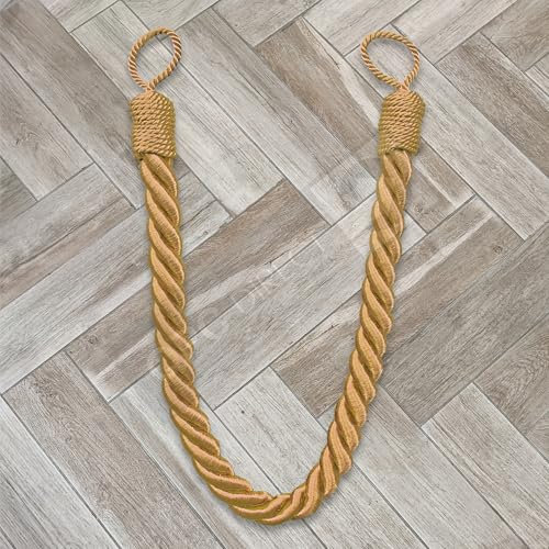 QPC DIRECT Twisted Cord Simple Plain Modern Thick Rope Curtain Tie Back, 60cm (Gold)