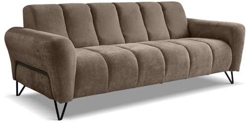BEAUTY SOFA VOLARE Cappucino Sofa 3-Sitzer – Modernes Wohnzimmer Sofa, Freistehendes Sofa mit Metallbeinen, Weiche Polsterung, Breite 220 cm, Höhe 83 cm, Tiefe 98 cm, Ohne Schlaffunktion