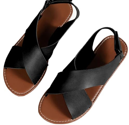 MGGMOKAY Femme Cross sandales confortables et légères pantoufles d'été,noir,37