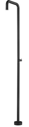 Mice - Columna de Ducha Exterior para Jardín y Piscina, Monofluido, Agua Fría, Control con Giro 90° - Griferia para Exterior de Acero INOX. S316 / Negro Mate