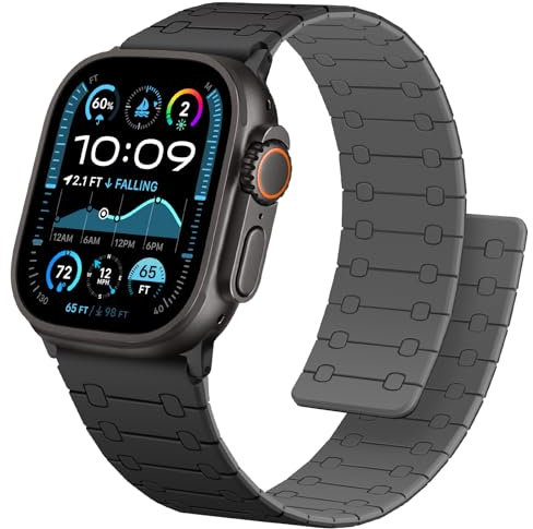 Anlinser Magnetbänder Kompatibel mit Apple Watch Armband 49mm 46mm 45mm 44mm 42mm, Doppelseitiges Wendbares Ersatzband für iWatch Ultra 2 Serie 10/9/8/7/6-1 SE (Schwarz/Grau)