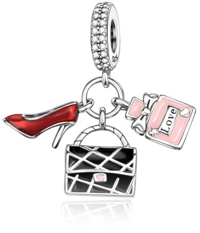 Rimgoris 925 Sterling Silber Damen Armbänder Halskette High Heels Taschen Parfüm Anhänger Damen Armband Charm Muttertag mit Zirkonia