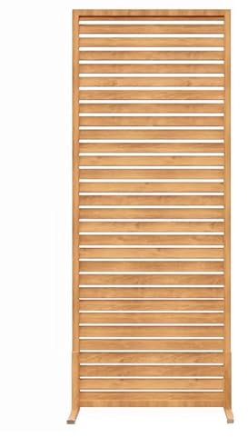 Paravent Raumteiler, Wand Trennwand Holz Lamellen Säulen, Sichtschutzwand Holz Natur Baum, Sichtschutz für Büros, Balkon,Schlafzimmer,Außengarten(Wood,150cm/59in)