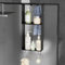 Womamny Shower Caddy Hanging, 52 cm Black Over Door Shower Caddy, 2 Layers Stainless Steel Bathroom Shelf No Drilling, Bathroom Organiser with Hooks for Bathdoor