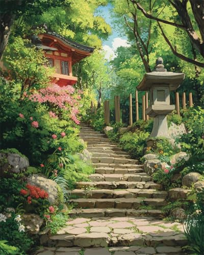 RKFLGEW 14CT Kreuzstich Stickpackungen Anime-Architektur Und -Landschaft Zählmuster Aus Stoff,Kreuzstich,Diy-Kunst,Handarbeiten,Sticksets Mit Scherenzubehör 80x100cm