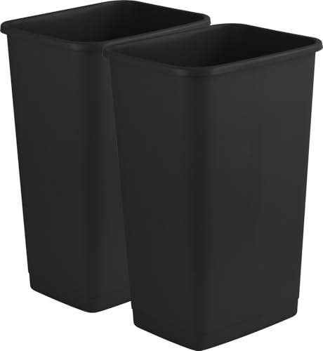 Catergold Large Plastic Waste Bin 60L Black Open-Top Perfect for House, Office, Commercial Use, Laundry Room, Classroom Heavy Duty (2)