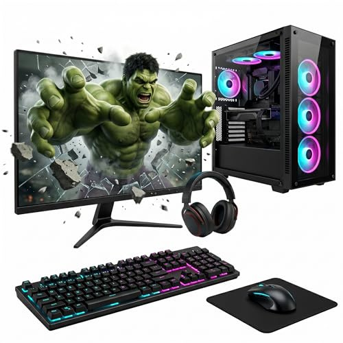 All-in-One Intel i5 RGB Gaming Desktop PC | 16GB Memory, GT 730 2GB, 256GB SSD + 1TB HDD | Ready to Play Windows 11 System with 22 Monitor, Keyboard & Mouse