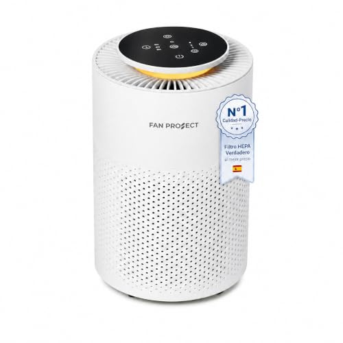 Purificador de Aire con Filtro HEPA H13 Verdadero y Carbón Activo – Elimina 99,97% Polen, Ácaros, Humo y Olores, CADR 60 m³/h, Silencioso, Solo 6W, Temporizador, Bloqueo Niños, Luz Nocturna