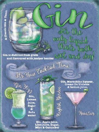 GIN COCKTAILS MINI METAL SIGN