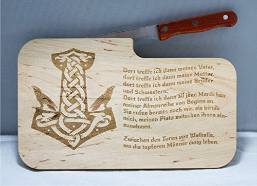 Beschdstoff Wikinger Schneidebrett Brotzeitbrett Thor Hammer Motiv