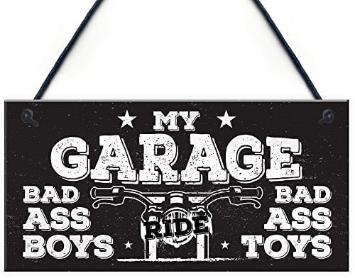 Red Ocean My Garage Man Cave Hanging Wall Plaque Motorbike Enthusiast Garden Shed Sign Dad Grandad Gift