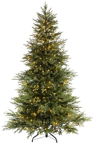 WeRChristmas Pre-lit Traditional Fir Multi-Function Christmas Tree, 450 Chasing Warm LED, Colour, 7 feet/2.1m