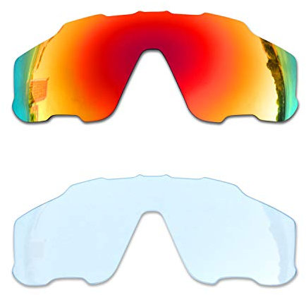 SOODASE Pour Oakley Jawbreaker Des lunettes de soleil Rouge/Transparent 2 Paires Verres de remplacement