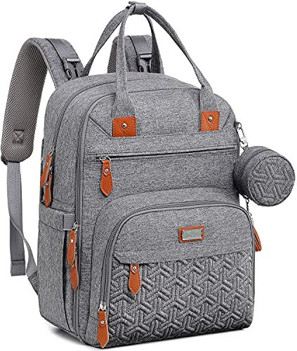 Welavila WickeltaschenRucksack, Unisex Baby Wickeltaschen mit Wickelunterlage, isolierten Taschen und Schnullerhalter für Jungen und Mädchen, großer MultifunktionsReiserucksack für Mama und Papa,