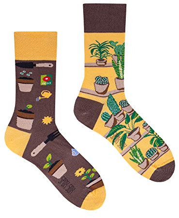 Spox Sox Casual Unisex für Damen und Herren – lustige, mehrfarbige, bunte, verrückte, unterschiedliche, gemusterte Socken für Individualisten, Gr. 44-46, Pflanzen