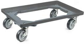 Transportroller 600x400mm offener Boden mit 4 Gummi Lenkrollen - Grau - Rollwagen Transportwagen Rollbrett