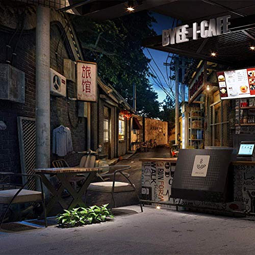 Mural 3D Wallpaper Mural Retro Nostalgic 80S Alley Street Scenery Wallpaper Restaurant Cafe Hot Pot Shop Bar String Wallpaper 430cmx300cm(169.3x118.1inch)