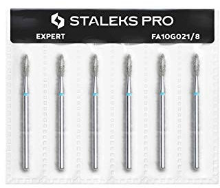 Staleks Pro 6 Piezas Fresas Brocas para Manicura Pedicura Rusa, de Torno. Diamante, Profesional. (LLAMA VERDE 2,1 mm)