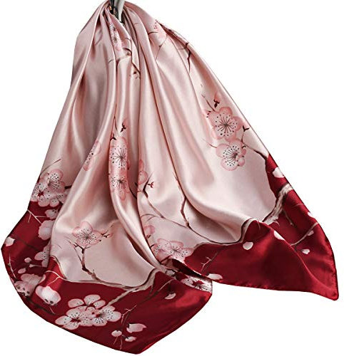 Ecroon Damen Seide Gefühl Schal Halstuch Schal Frauen Elegant Seidenschal Business Seidentuch Scarf Bandana Taschentuch Ansatz Handgelenk Kopftücher