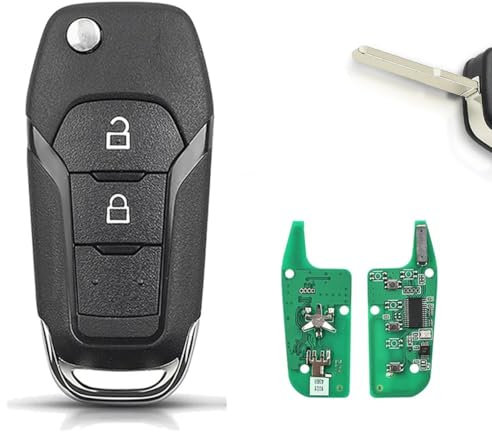 Heart Horse Guscio Remota Chiavi Auto Custodia Telecomando Chiavi Auto 2Tasti - Compatibile con Pieghevole Cover Custodia Chiave Telecomando per F0rd Ranger F150 con 433MHz ID49 chip (2015-2018)