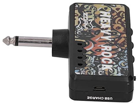 Dpofirs Amplificatore per Cuffie per Basso per Chitarra elettrica, Amplificatore per Cuffie Tascabile Portatile Ricaricabile USB, con Adattatore per Cavo Audio per Accessori per Chitarra elettrica