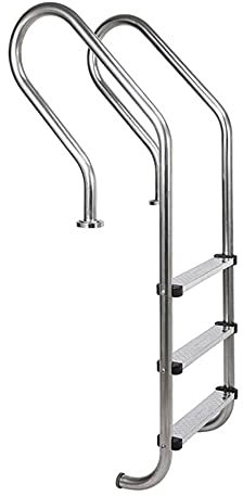 HHXD Inground Swimming Pool Dock with Non-Slip Steps Stainless Steel Swimming Pool Ladder,Load-Bearing Big/Silver / W59.2cm×H130cm