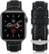 HUAFIY Leder Armband für Apple Watch Armband 38mm 40mm 41mm42mm, Herren Damen Ersatz Original Lederband für iWatch Serie 10/9/8/7 6 5 4 3 2,Ultra,Ultra2 (Schwarz/silberne Schnalle, 38mm40mm41mm)