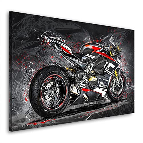 Kunstgestalten24 Leinwandbild Ducati Panigale Motorrad Abstrakt Wandbild Kunstdruck Arbeitszimmer Deko