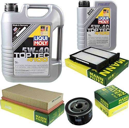 QR-PARTS 69335713 Filter Set Inspektionspaket 6 Liter Motoröl Top Tec 4100 5W-40 MANN-FILTER Innenraumfilter Luftfilter Ölfilter