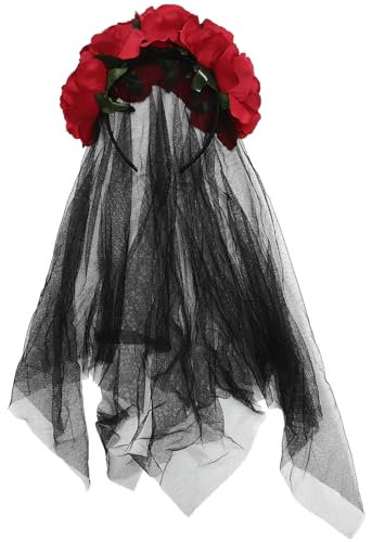Halloween Schleier Stirnband Tag Der Toten Stirnband Kostüm Rose Krone Kopfbedeckung Kopfbedeckung Zubehör