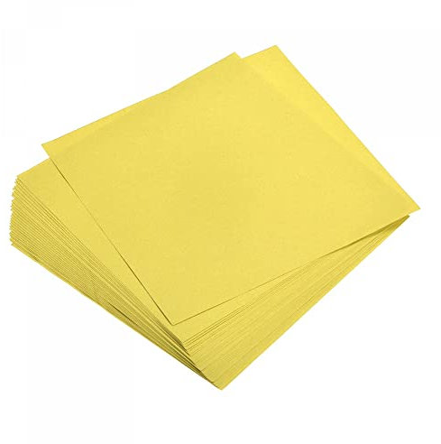 sourcing map Origami Papier Beidseitig Zitronengelb 5,9x5,9 Viereckig für DIY 50 Blätter