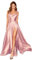 BABYONLINE D.R.E.S.S. Robe Femme Longue Satin pour Soirée Cocktail Mariage Robe de Gala Longue avec Fente Rose 44