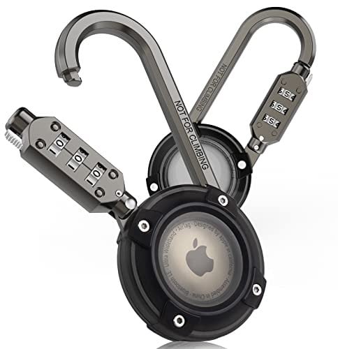 Apple AirTag Accessory - Protective Case with Metal Carabiner & 3-Digit Combination Lock, Bike Mount for Anti-Theft, Suitable for Luggage, Backpacks & Strollers (1Pack)