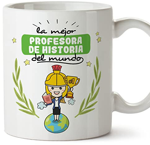 MUGFFINS Tazas para PROFESORA DE HISTORIA mujer - En Español - Mejor del mundo - 11 oz / 330 ml - Regalo original y divertido