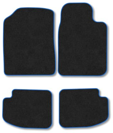 Fits Toyota Yaris (1999-2006) [3 Door] Carpet Car Mats | Blue Edge Trim Tailored Fit Floor Mats Full Coverage Protection Accessories Easy Clean Anti Slip Made in the UK