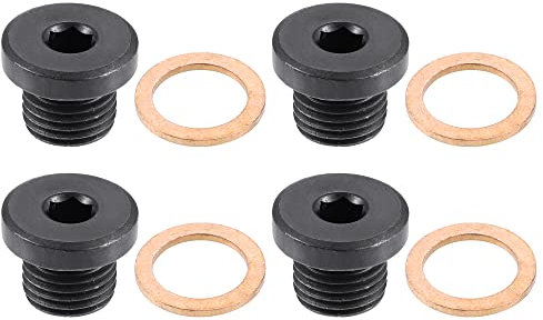 QUARKZMAN N0160276 4 Stück Ölablassschraube M14x1,5 Ölwannenwanne Schraube Stahl Ablassschraube für Audi A4 A6 Schwarz