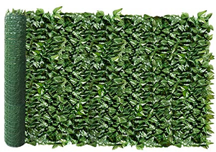 INFRANGE Künstliche Blatt-Sichtschutzzaun, Lorbeerblätter, künstliche Hecke, Grün, Wand, Rebe, Blatt, Dekoration, UV-Schutz, für Outdoor, Balkon, Hinterhof, Garten, 147,3 x 297,2 cm