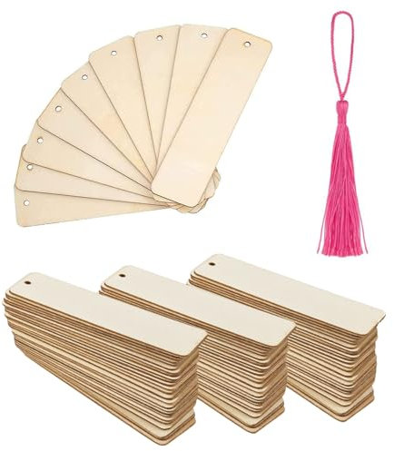 36 Stücke Lesezeichen, Holz Blanko Lesezeichen Rechteck, Rechteckiges Lesezeichen, Lesezeichen Holz, für Diy, Geburtstag, Party, Handgefertigte Dekoration(12x3,2 Cm, Rechteck)
