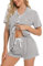 SWOMOG Womens Pyjamas Set Short Sleeve Sleepwear Button Down Nightwear Lounge Soft Pj Sets M Grey