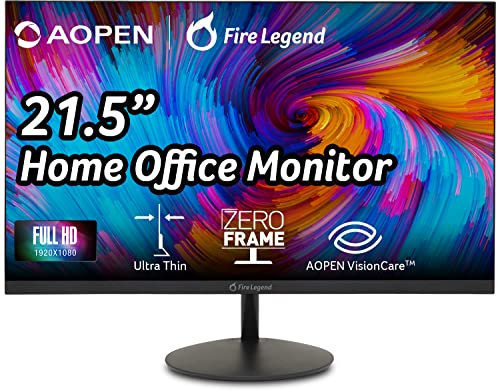 AOPEN 22SA2Q Hbi 21.5 Full HD (1920 x 1080) Zero-Frame Gaming Office Monitor | AMD FreeSync Technology | Ultra-Thin Sleek Design | Up to 100Hz | 1ms (TVR) | Low Blue Light |