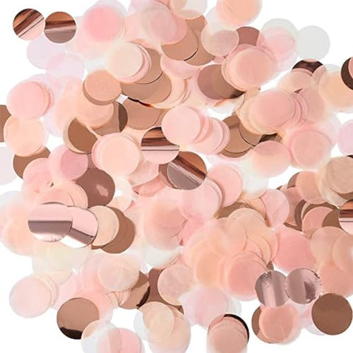 GoldRock Konfetti Groß Rosa 2.5cm,Konfetti Bunt Rund, ca. 5000 Stk Konfetti Papier Pastell,Streudeko Geburtstag Hochzeit,Konfettikanone xxl,Glitzer Tischdeko für Karneval,Taufe,Party,Baby Shower Deko