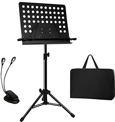 Folding Travel Holder Violin Music Stand, Metal Music Stand With Music Sheet Clip Holder, For Instrumental Performance Drums Keyboard, Books Holder, Music Stand For Guitar, Black Sheet Music Stand ( C