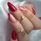 Lot de 24 faux ongles courts en forme d'amande French Tip - Rouge - À coller - Couvrance complète - Pour mariage, Saint-Valentin - Accessoires de nail art