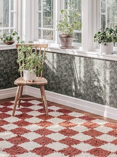 RugVista Chessie Teppich, 200 x 300 cm, Rost/Off Weiß | Moderne, Rechteckig, Niedriger Stapel, Nur chemische Reinigung, Oeko-Tex 100, Wohnzimmer, Schlafzimmer
