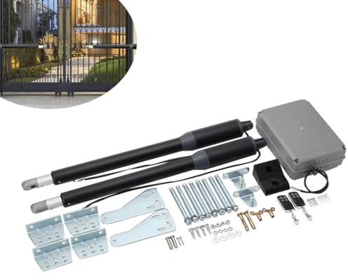 Automatic Arm Dual Swing Gate Opener Kit Electric Driveway Gate Operator Gate Openers with Remote Complete, Max Single Leaf Weight 200KG (Leaf Width 2m)